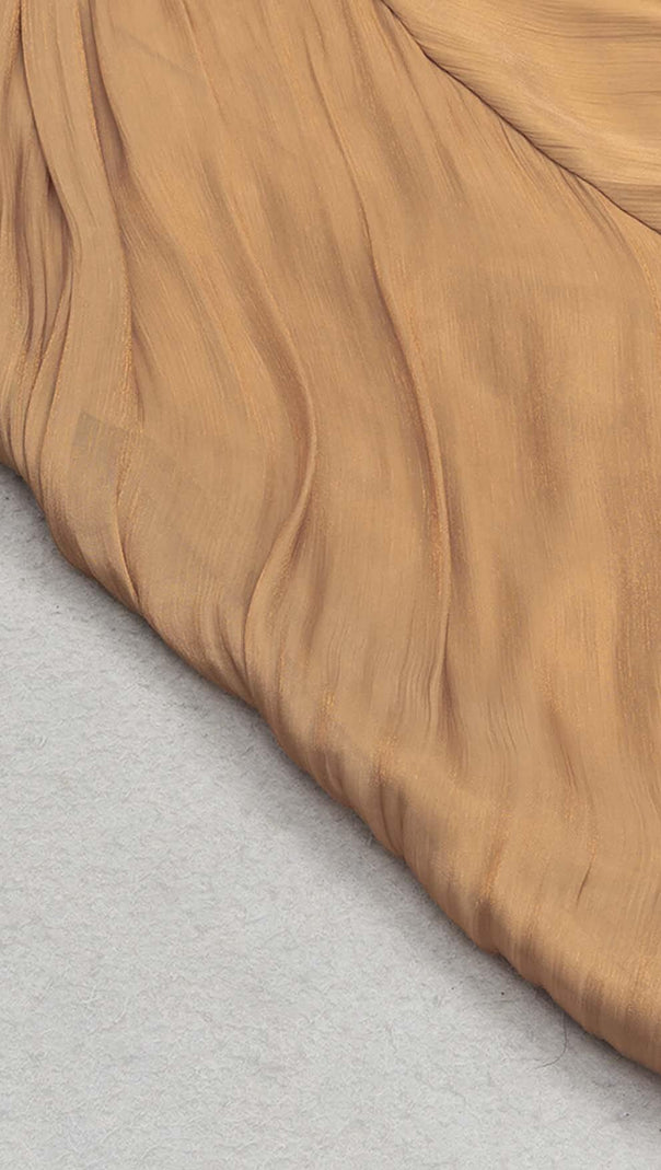 AIIZIE RUCHED STRAPPY MIDI DRESS IN BROWN - product image