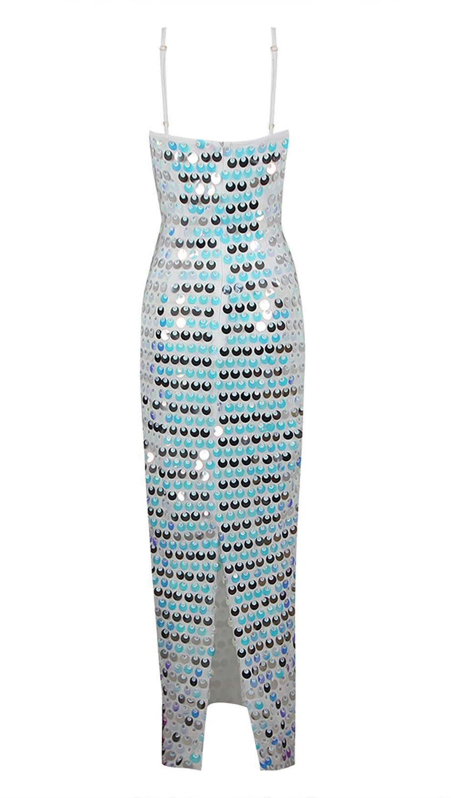 ABITO MIDI SENZA MANICHE CON PAILLETTES BLU