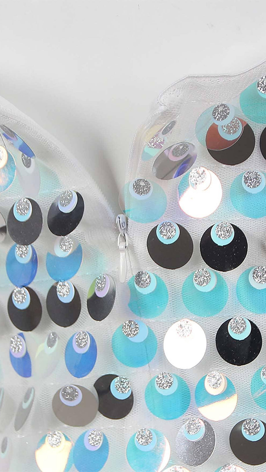 ABITO MIDI SENZA MANICHE CON PAILLETTES BLU