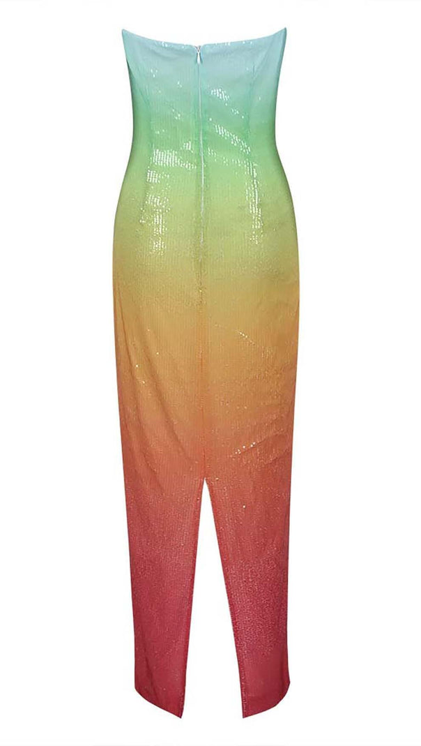 AIIZIE STRAPLESS SEQUIN OMBRE MAXI DRESS IN MULTI-COLOR - product image