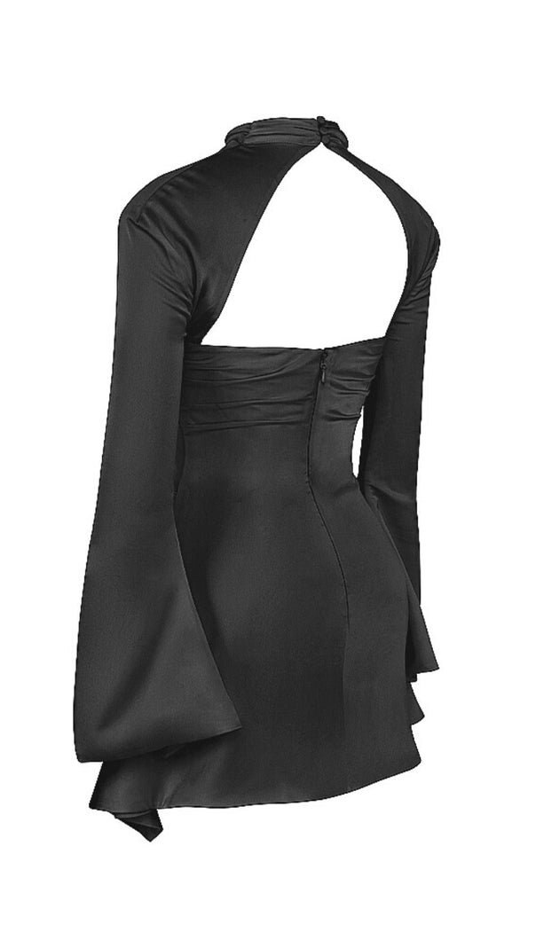 AIIZIE CUT OUT DRAPED MINI DRESS IN BLACK - product image