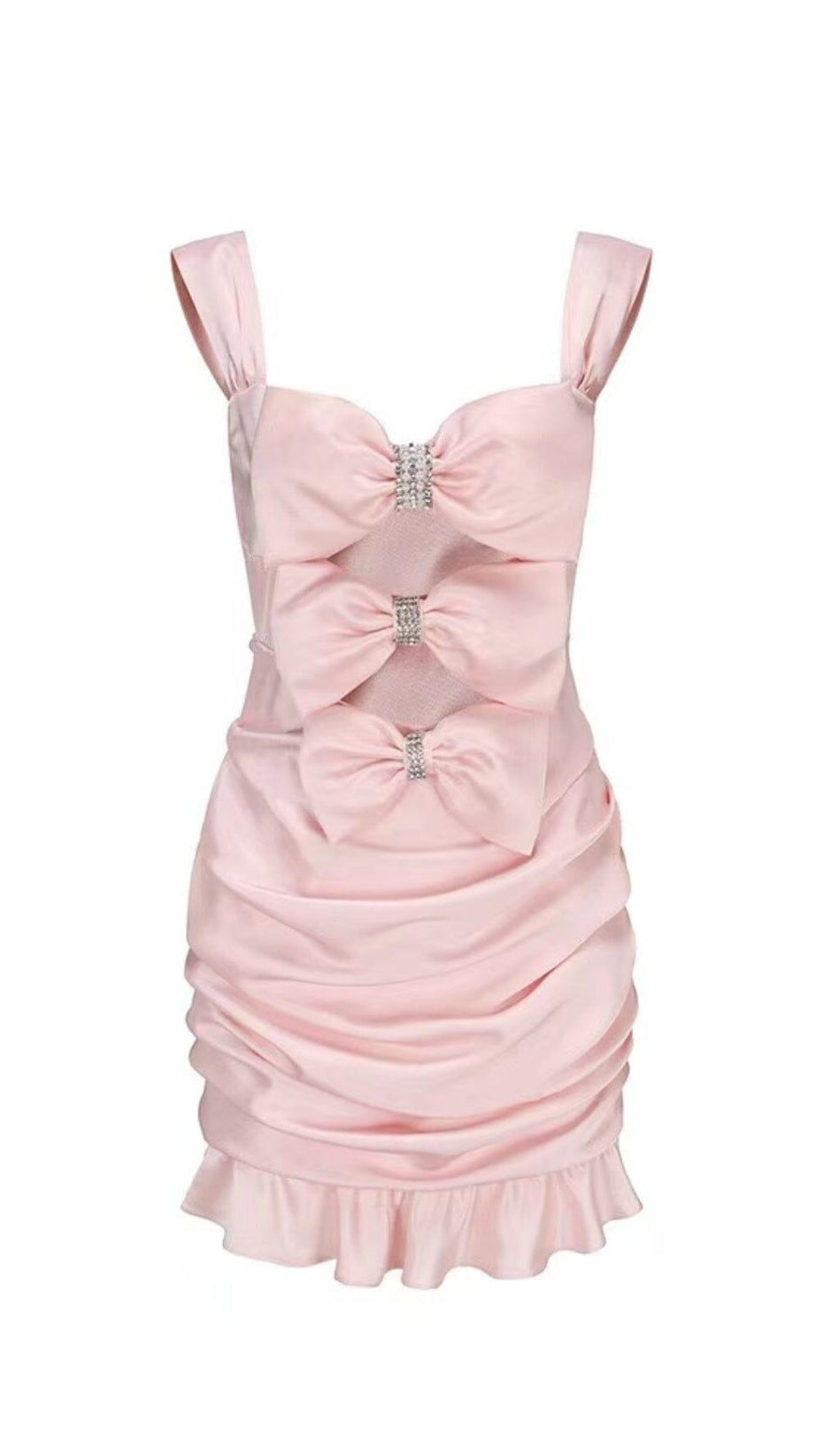 PINK MINIKLEID MIT SCHLEIFE UND AUSSCHNITT