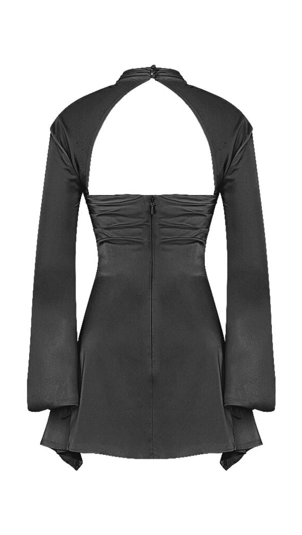 AIIZIE CUT OUT DRAPED MINI DRESS IN BLACK - product image