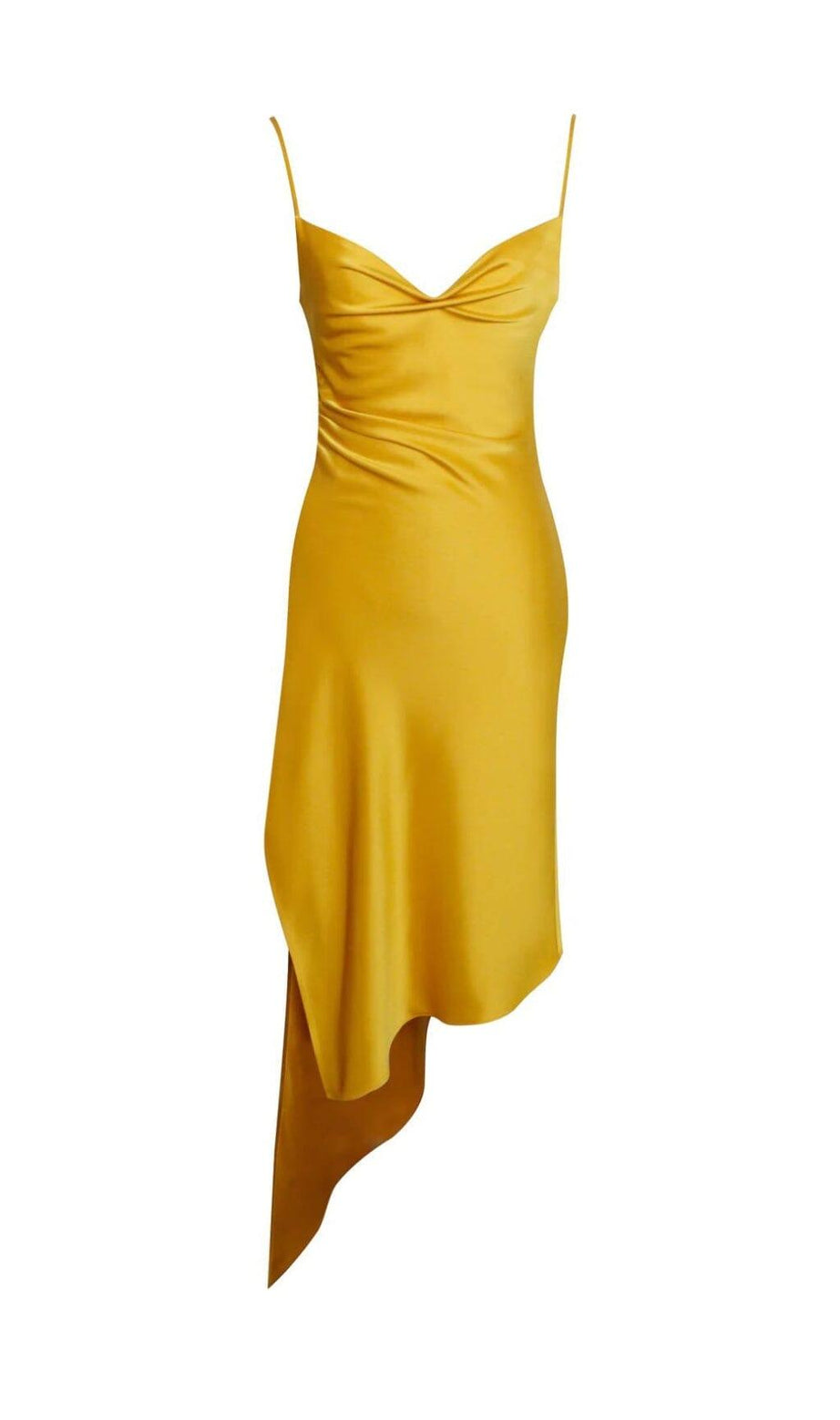ABITO MIDI DRAPPEGGIATO IN RASO ARANCIONE
