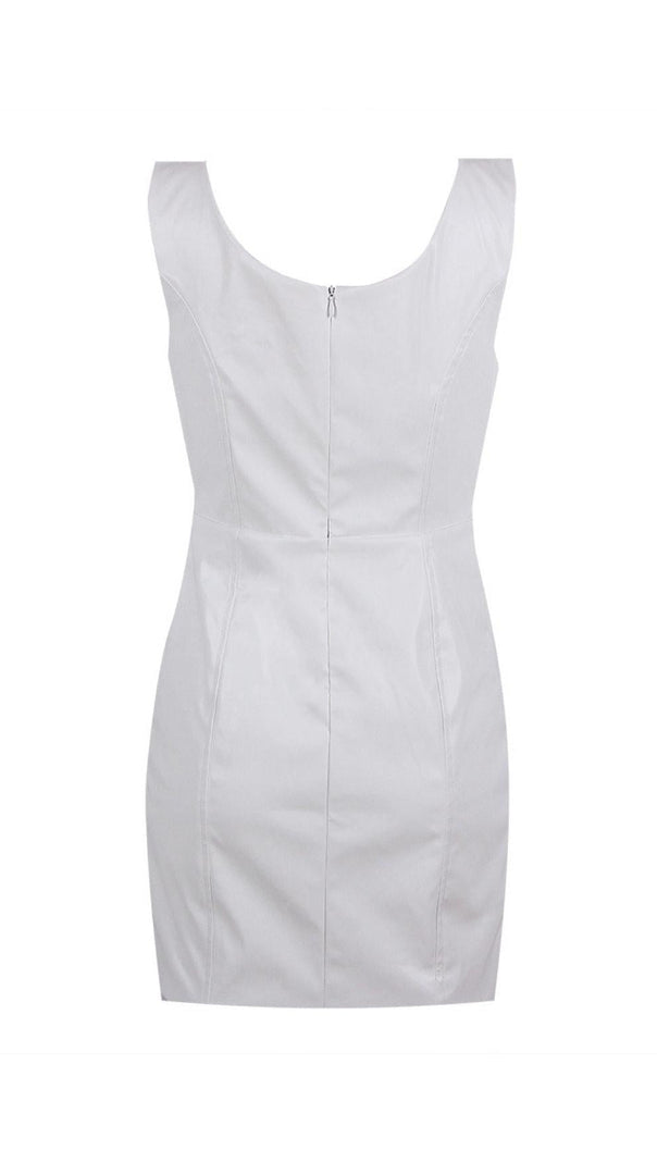 AIIZIE SLIPT LEATHER MINI DRESS IN WHITE - product image