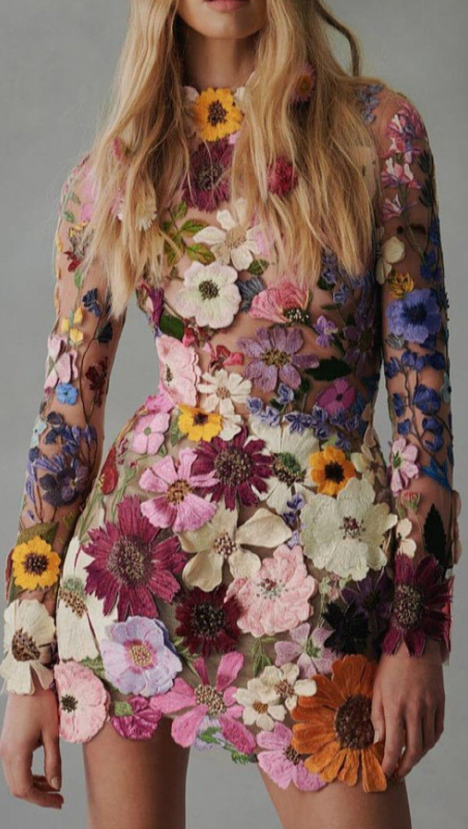 MINIKLEID AUS BESTICKTER SPITZE MIT HALBHOHER KRAGEN