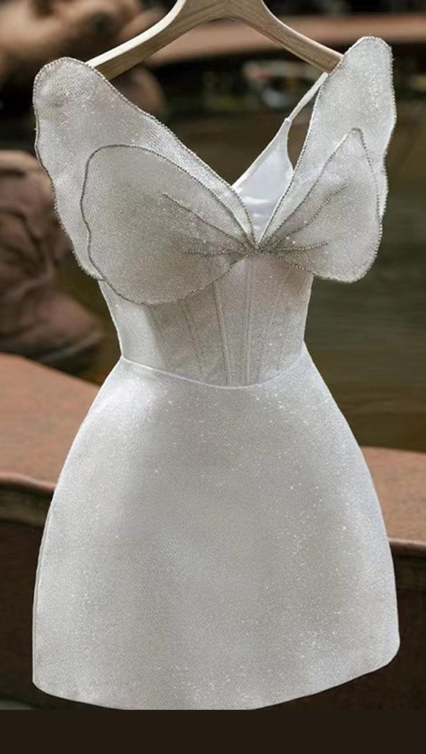 AIIZIE BOW STRAPLESS MINI DRESS IN WHITE - product image