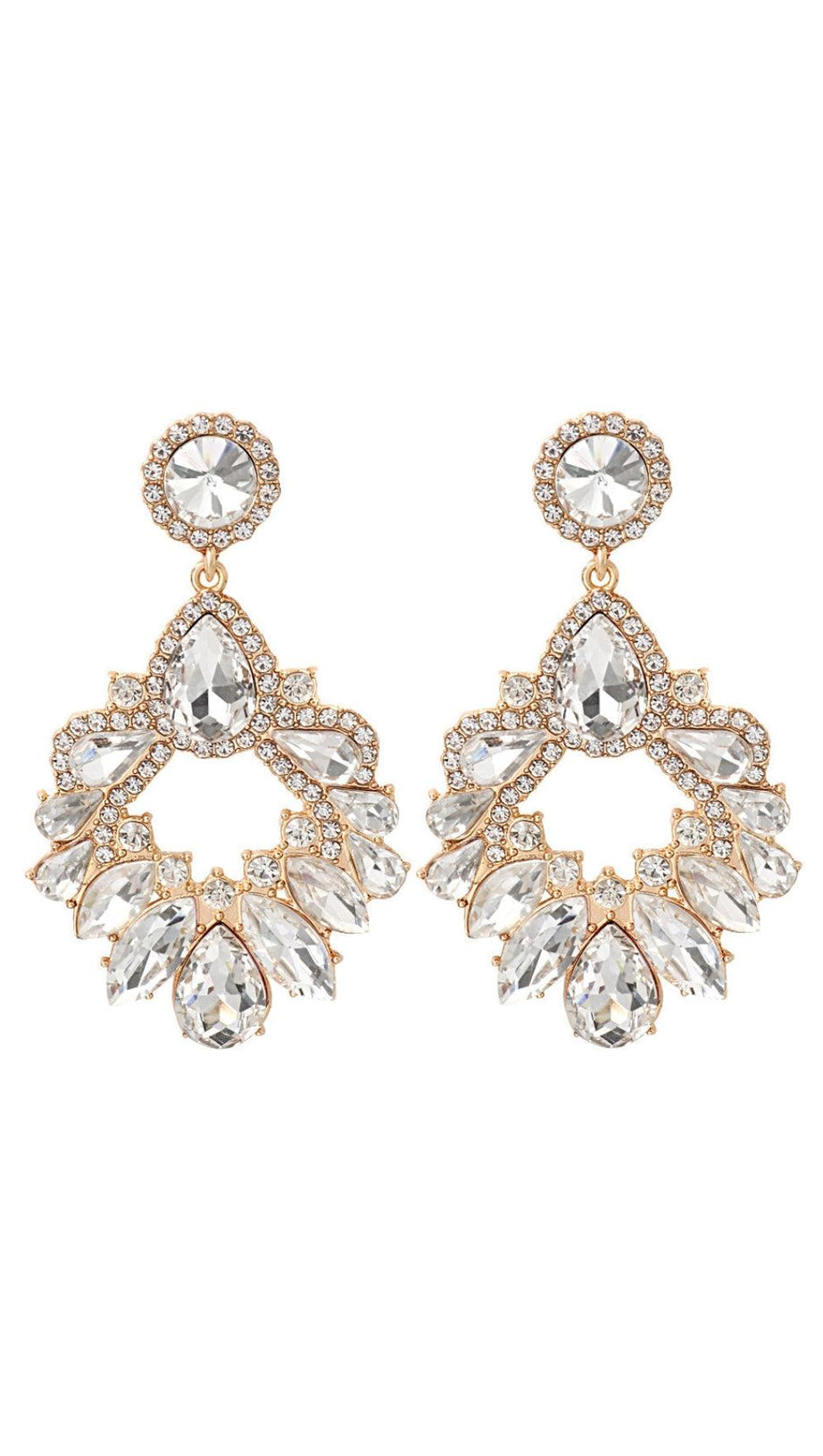 WHITE CRYSTAL CHANDELIER DROP EARRINGS