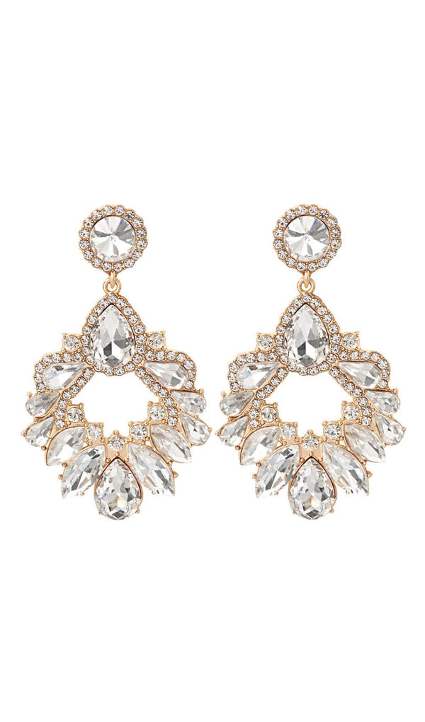 WHITE CRYSTAL CHANDELIER DROP EARRINGS