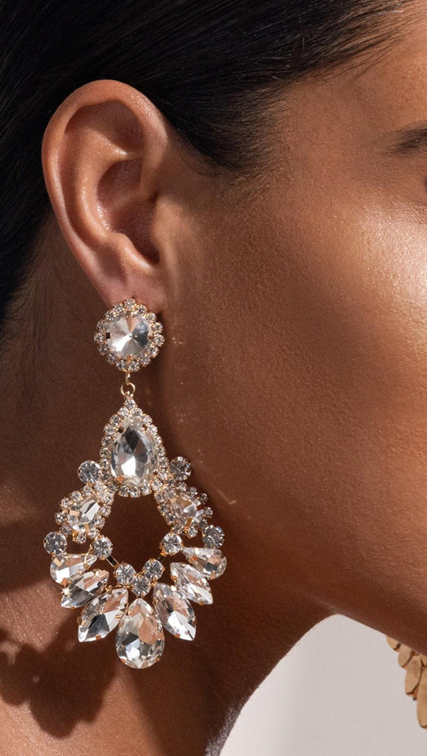 AIIZIE WHITE CRYSTAL CHANDELIER DROP EARRINGS - product image