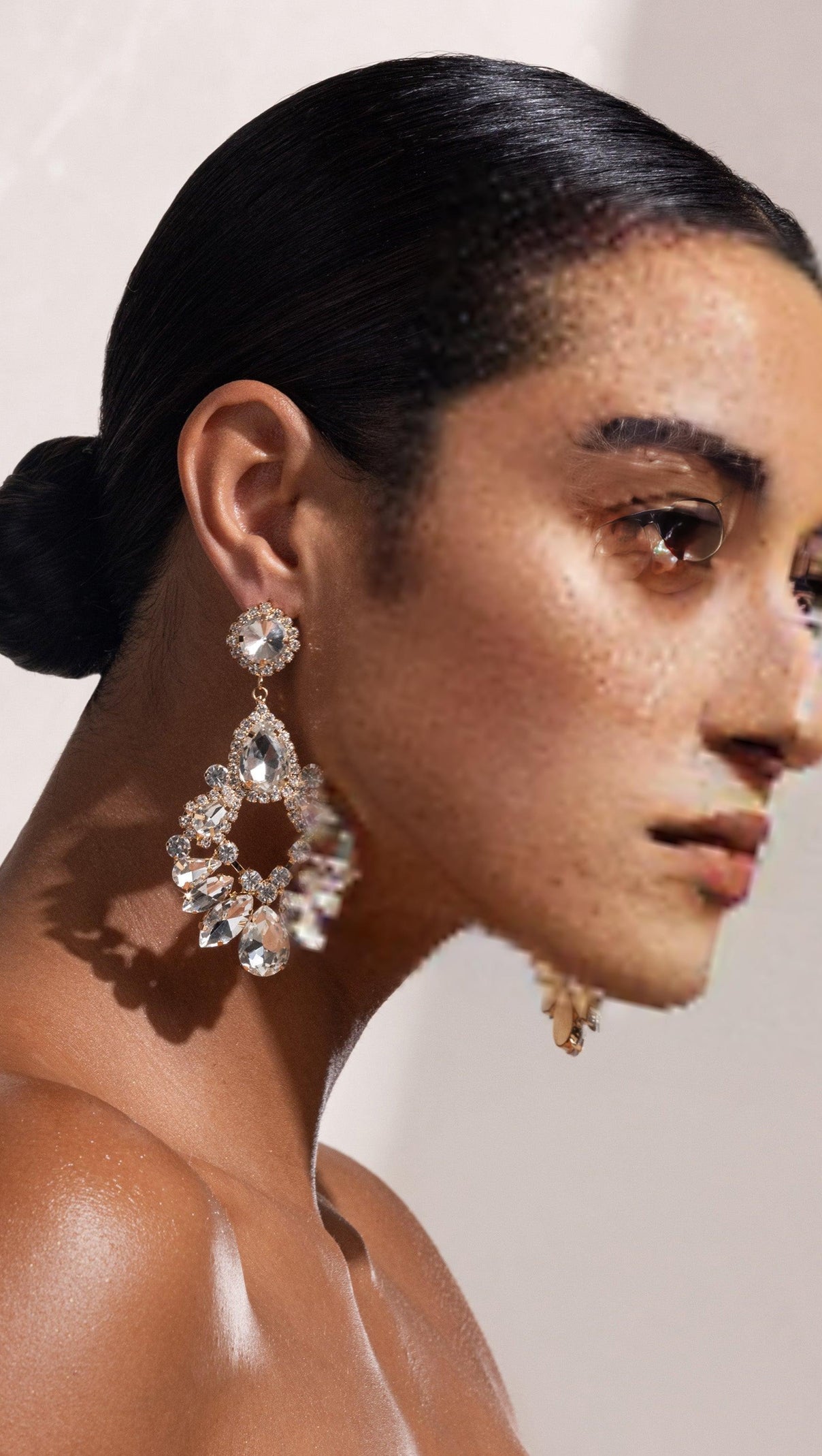 AIIZIE WHITE CRYSTAL CHANDELIER DROP EARRINGS - product image