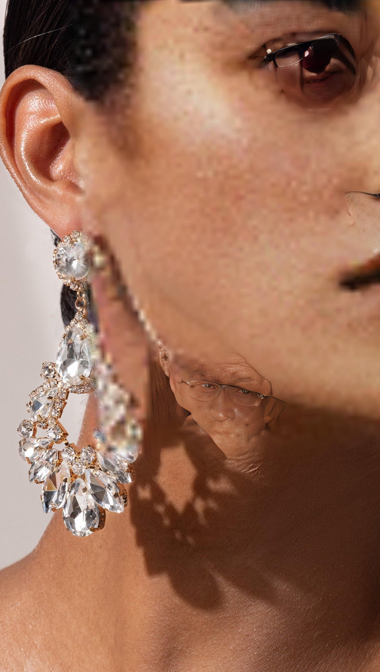 AIIZIE WHITE CRYSTAL CHANDELIER DROP EARRINGS - product image