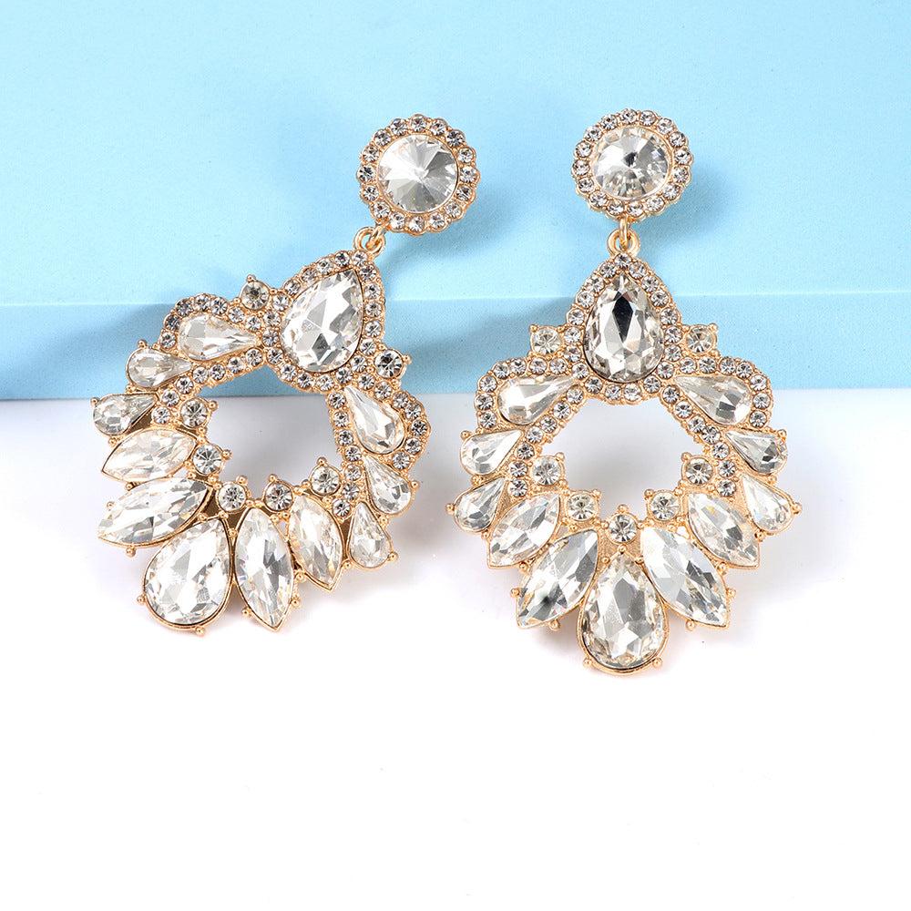 AIIZIE WHITE CRYSTAL CHANDELIER DROP EARRINGS - product image