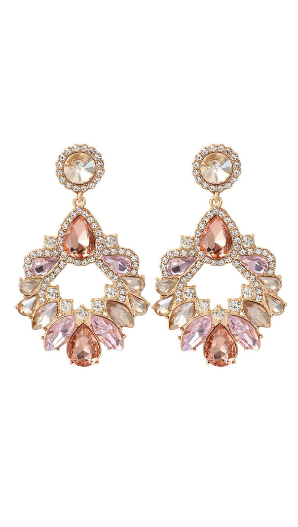 AIIZIE PINK CRYSTAL CHANDELIER DROP EARRINGS - product image