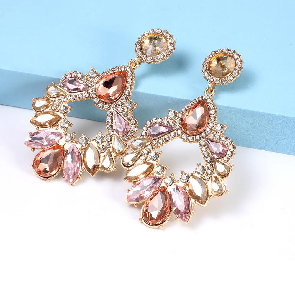 AIIZIE PINK CRYSTAL CHANDELIER DROP EARRINGS - product image