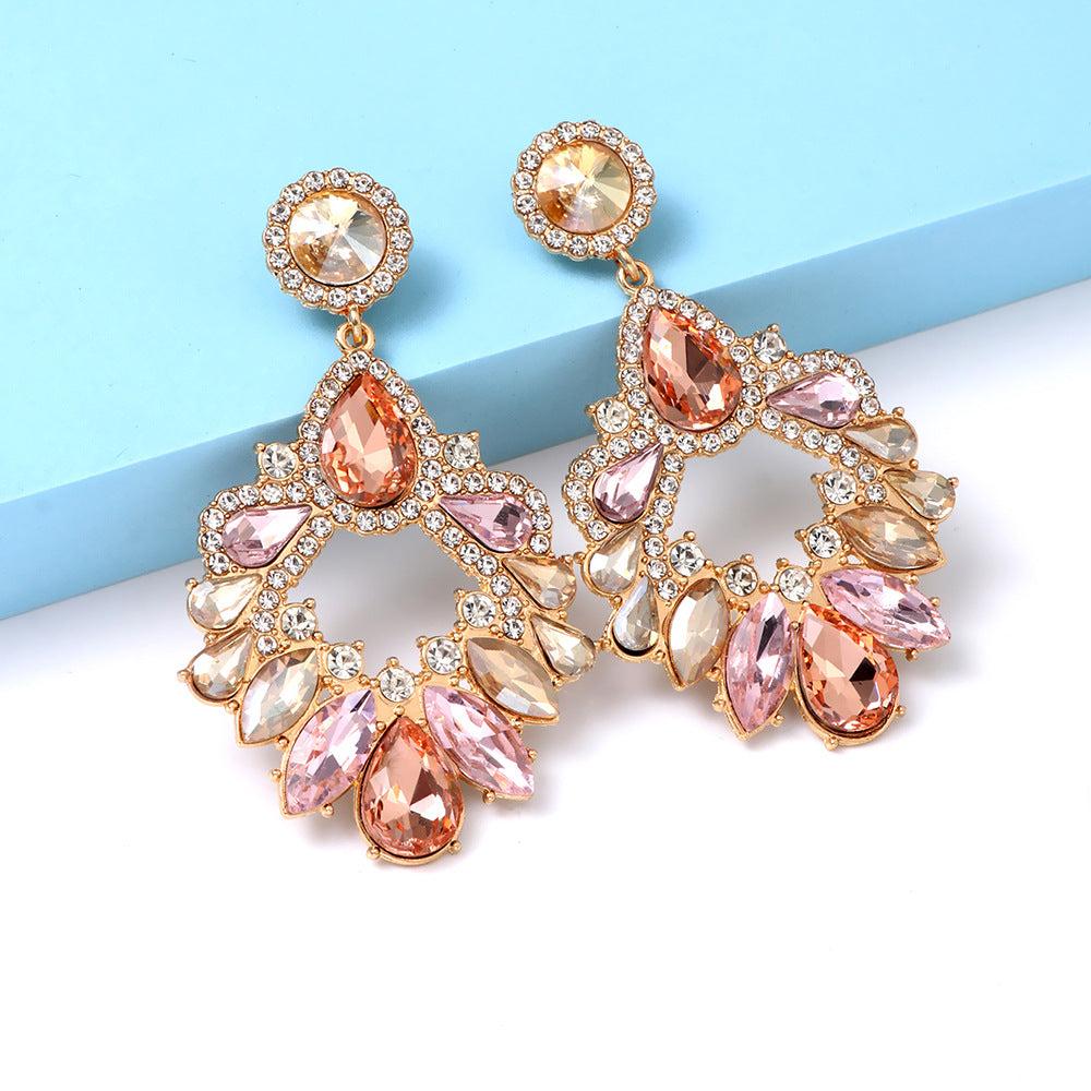 AIIZIE PINK CRYSTAL CHANDELIER DROP EARRINGS - product image