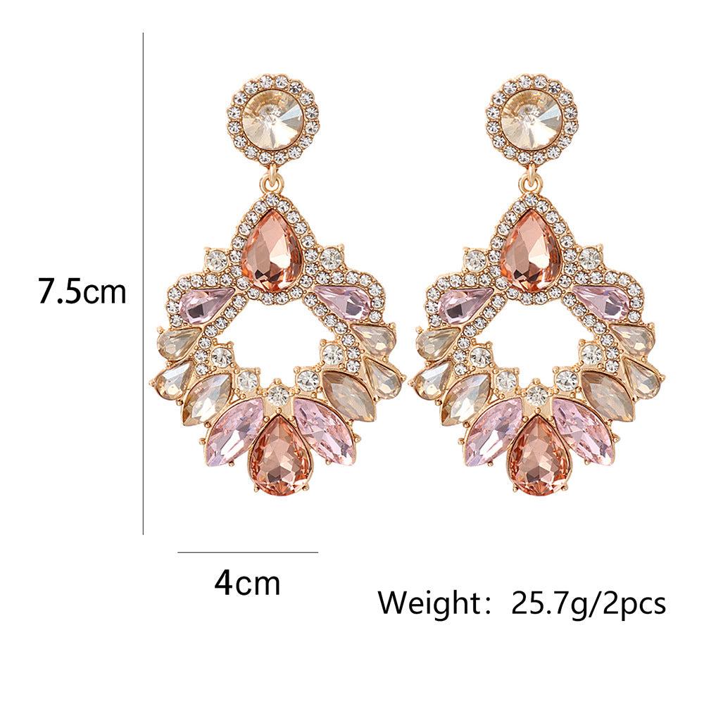 AIIZIE PINK CRYSTAL CHANDELIER DROP EARRINGS - product image