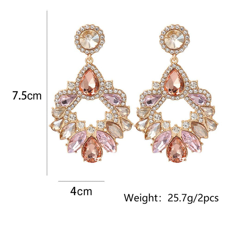 PINK CRYSTAL CHANDELIER DROP EARRINGS