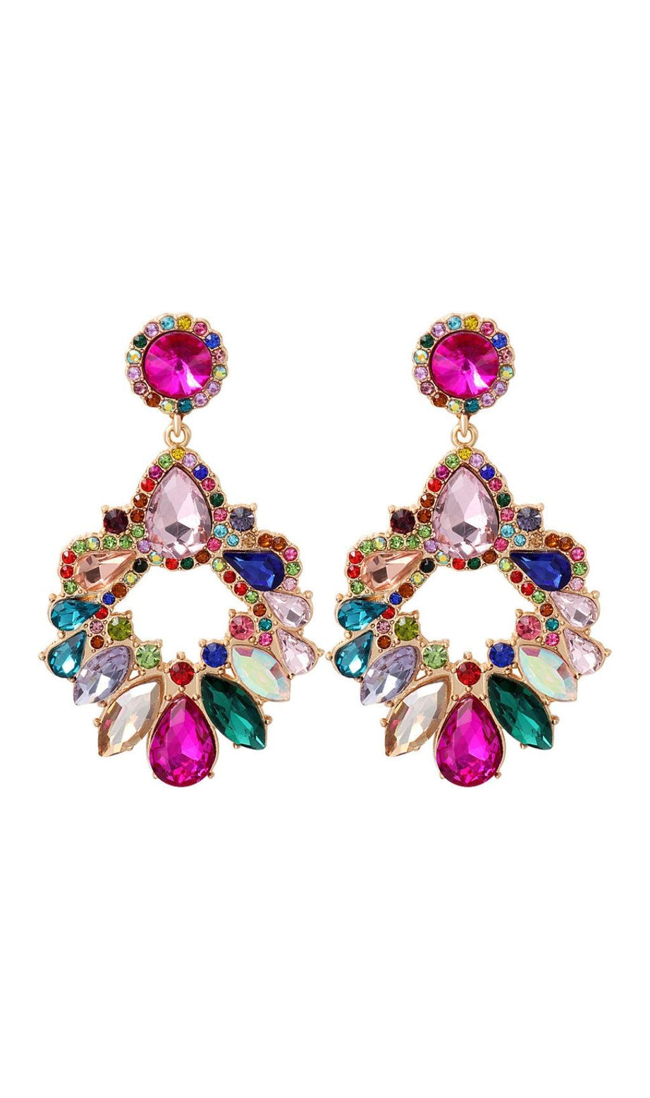 COLORFUL CRYSTAL CHANDELIER DROP EARRINGS
