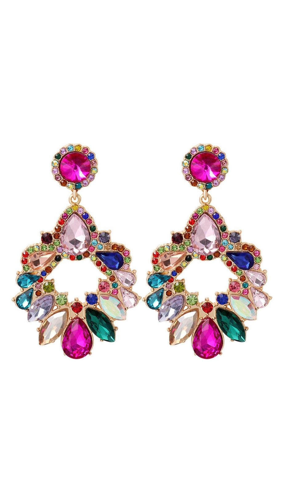 COLORFUL CRYSTAL CHANDELIER DROP EARRINGS