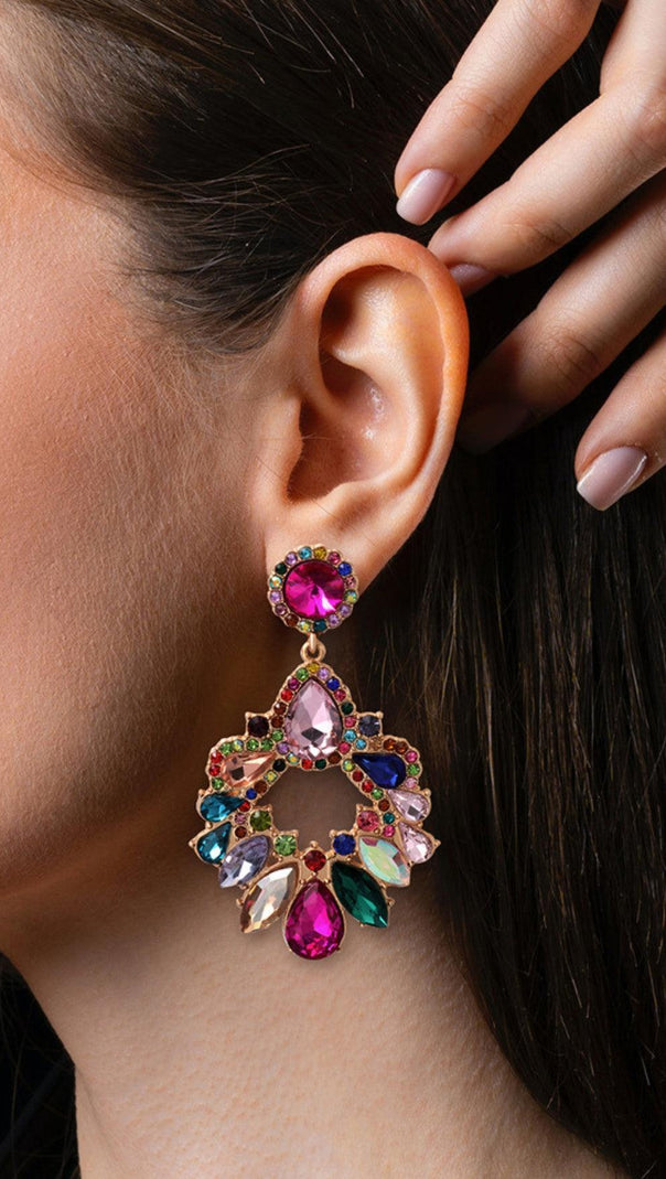 AIIZIE COLORFUL CRYSTAL CHANDELIER DROP EARRINGS - product image