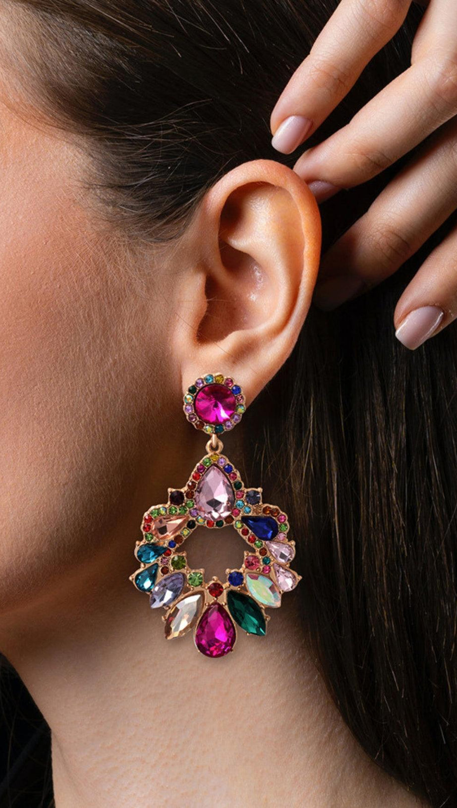 COLORFUL CRYSTAL CHANDELIER DROP EARRINGS