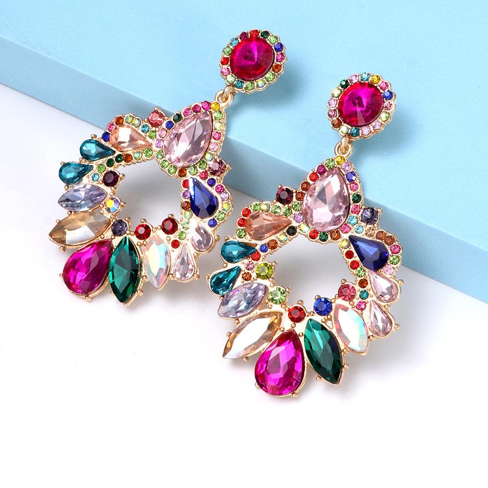 AIIZIE COLORFUL CRYSTAL CHANDELIER DROP EARRINGS - product image