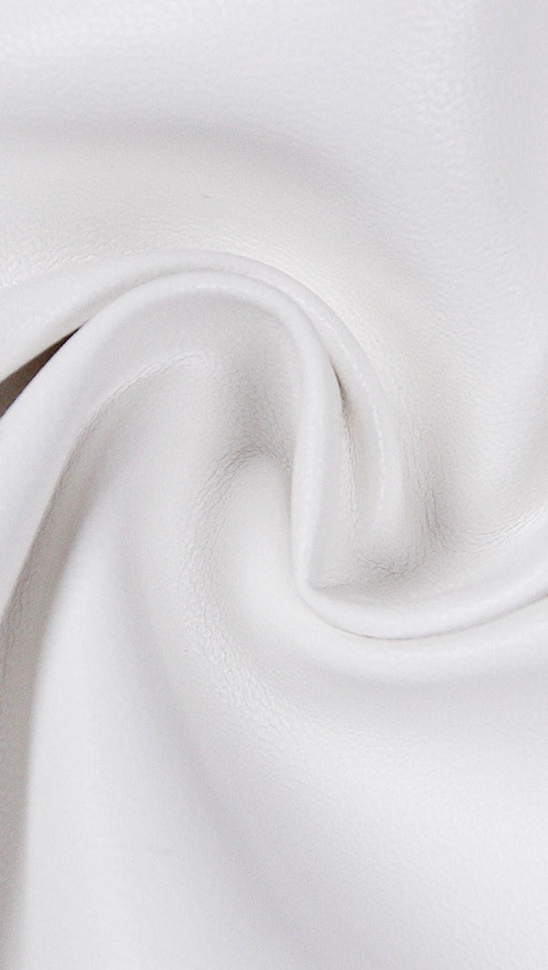 Slipt Leather Mini Dress in White