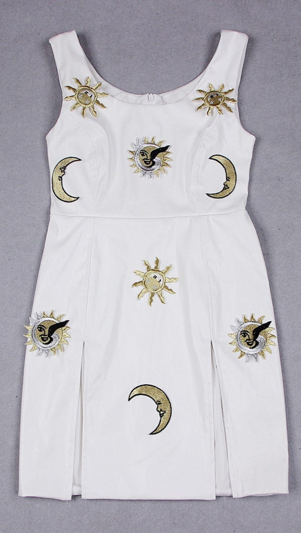 Slipt Leather Mini Dress in White