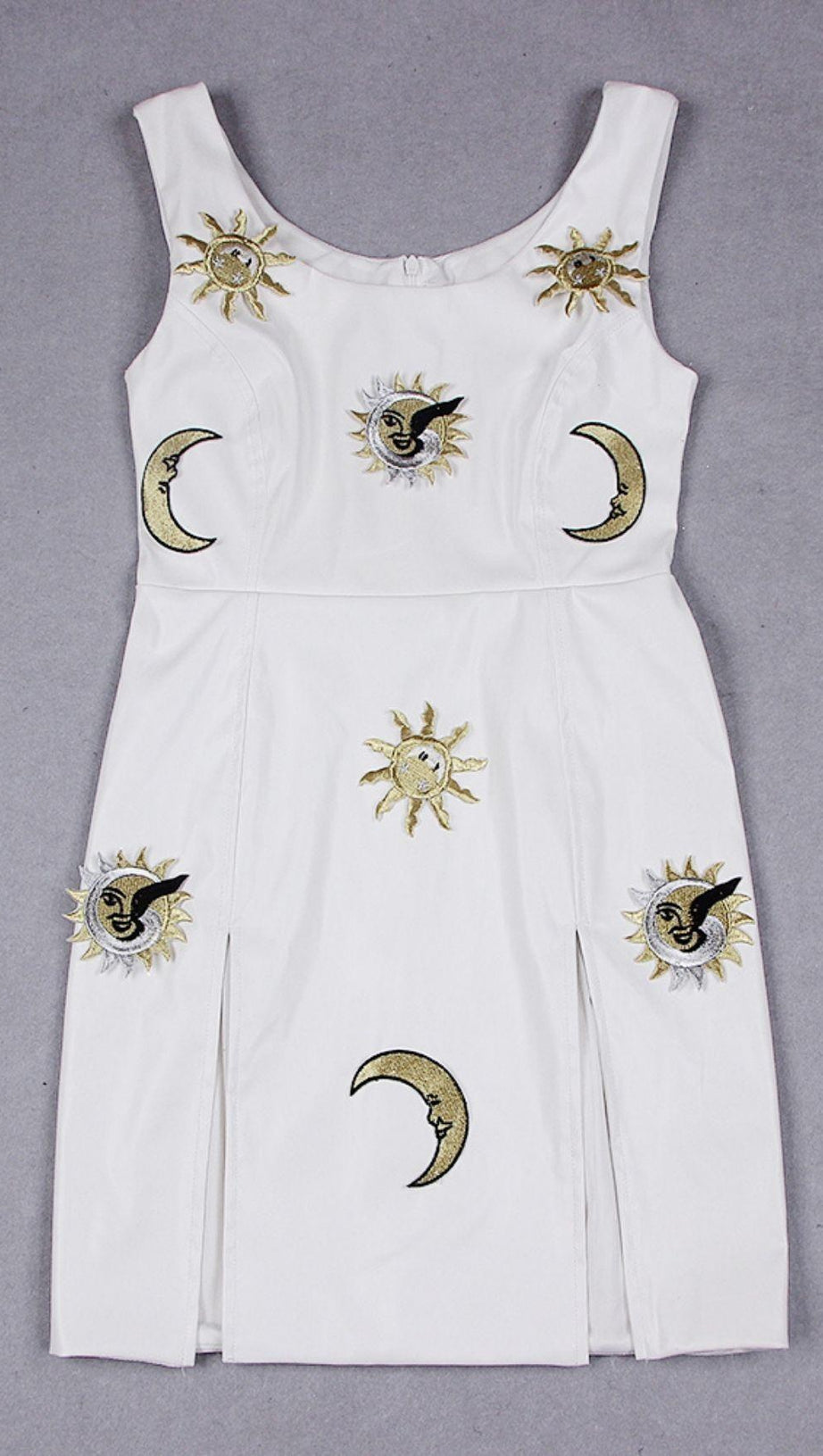 SLIPT LEATHER MINI DRESS IN WHITE