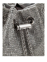 CRYSTAL EMBELLISHED BUCKET BAG IN SILVER