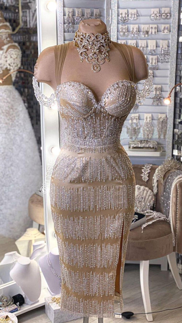 AIIZIE SEQUIN SLIPT MIDI DRESS - product image