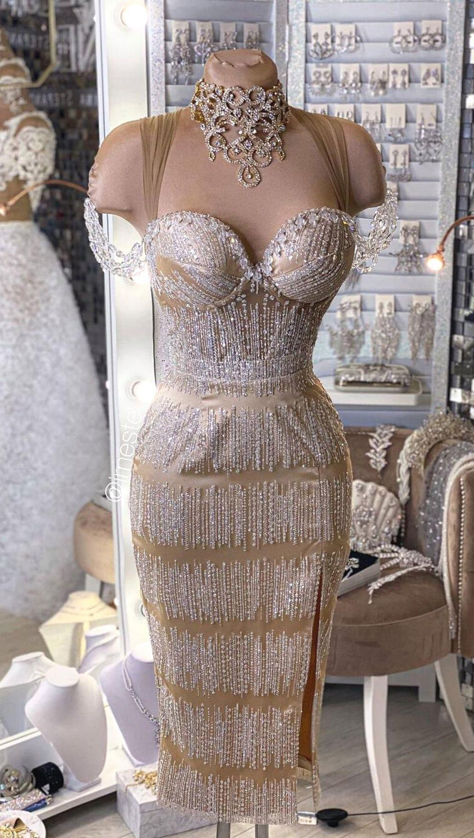 ABITO MIDI CON SOTTOVESTE E PAILLETTES