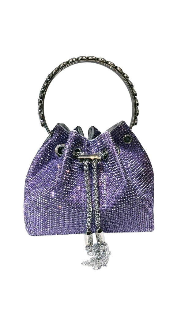 AIIZIE CRYSTAL EMBELLISHED BUCKET BAG IN PURPLE - product image