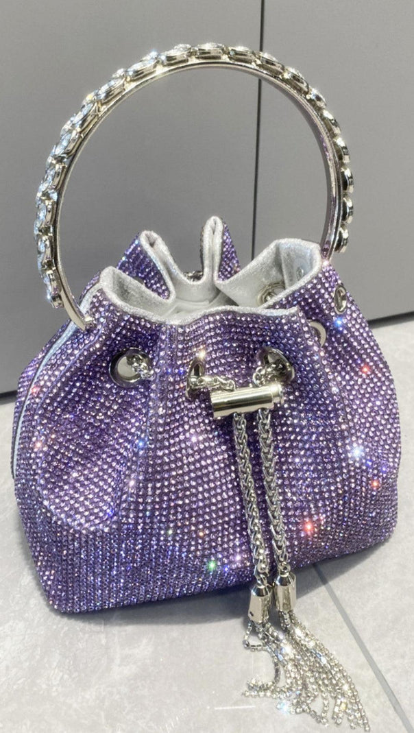 AIIZIE CRYSTAL EMBELLISHED BUCKET BAG IN PURPLE - product image