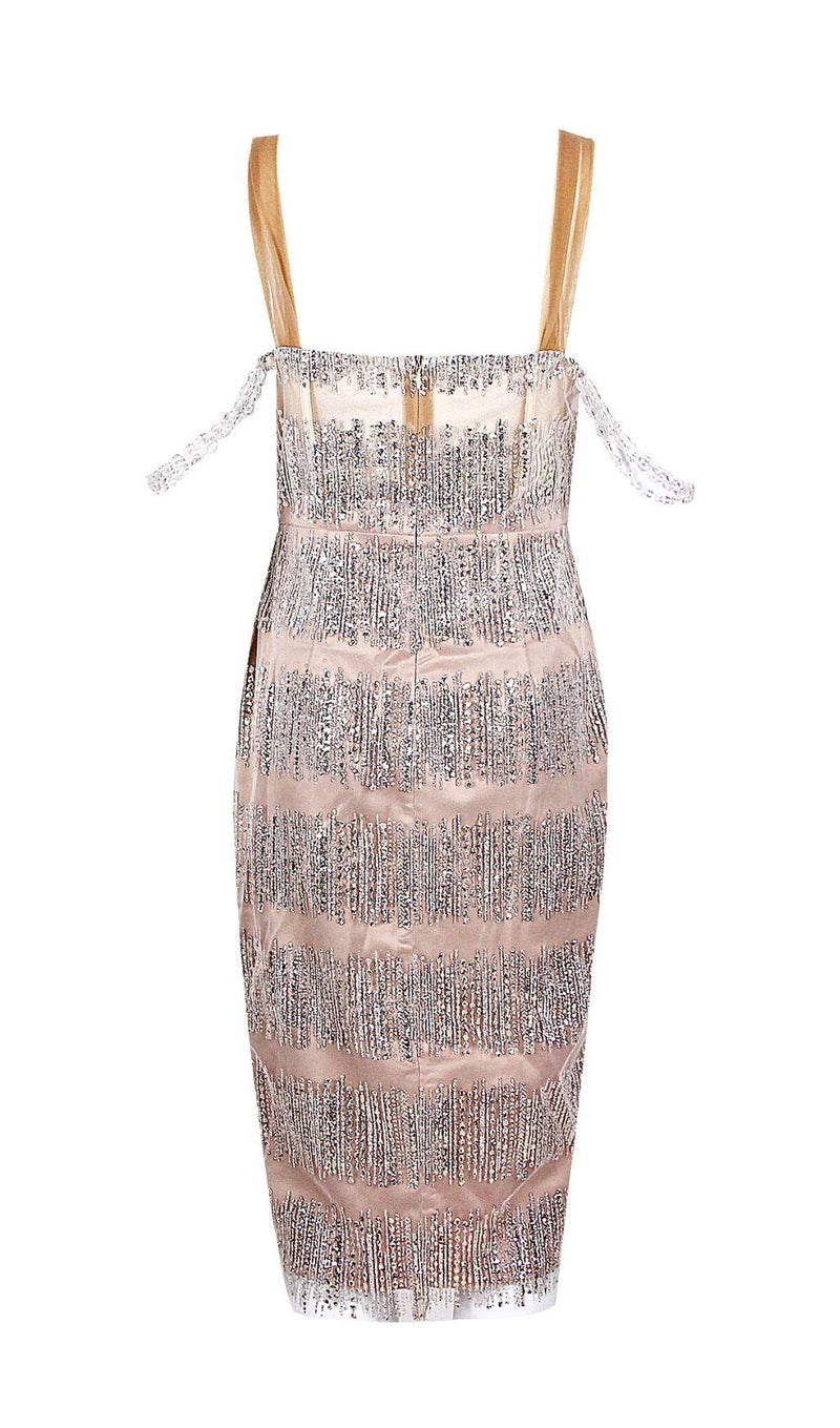 SEQUIN SLIPT MIDI DRESS