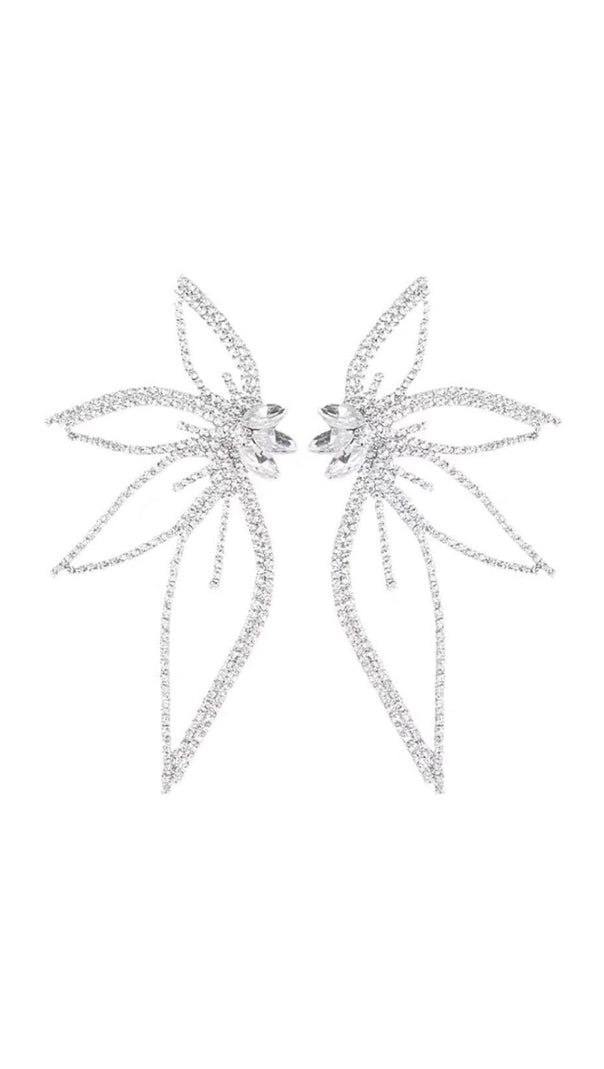 AIIZIE CRYSTAL FLOWER EARRINGS IN SILVER - product image