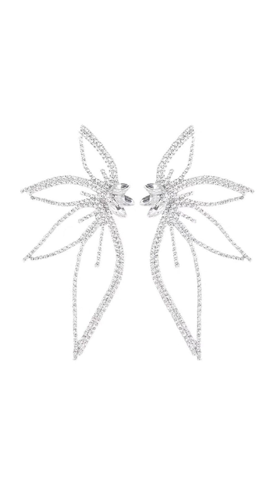 CRYSTAL FLOWER EARRINGS IN SILVER