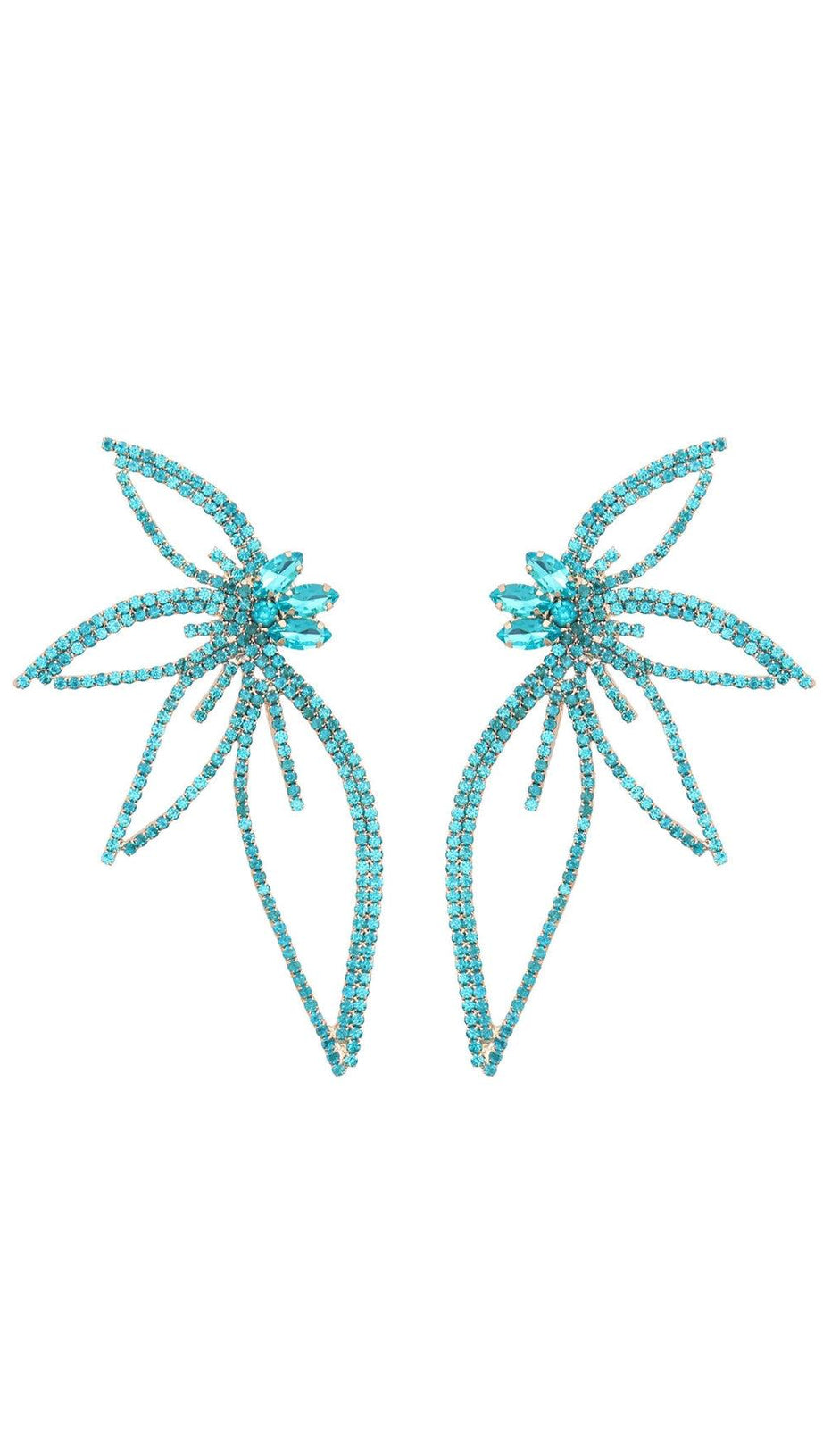 CRYSTAL FLOWER EARRINGS IN BLUE