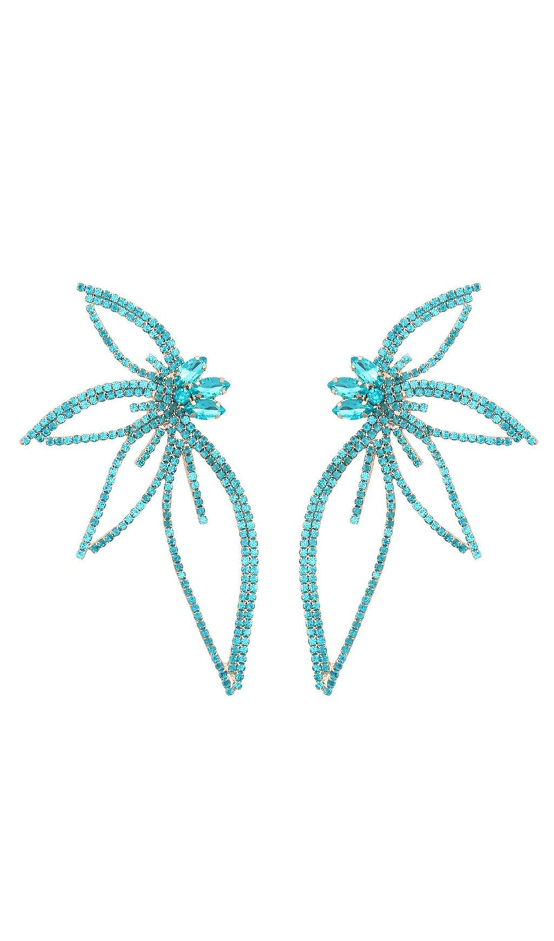 CRYSTAL FLOWER EARRINGS IN BLUE