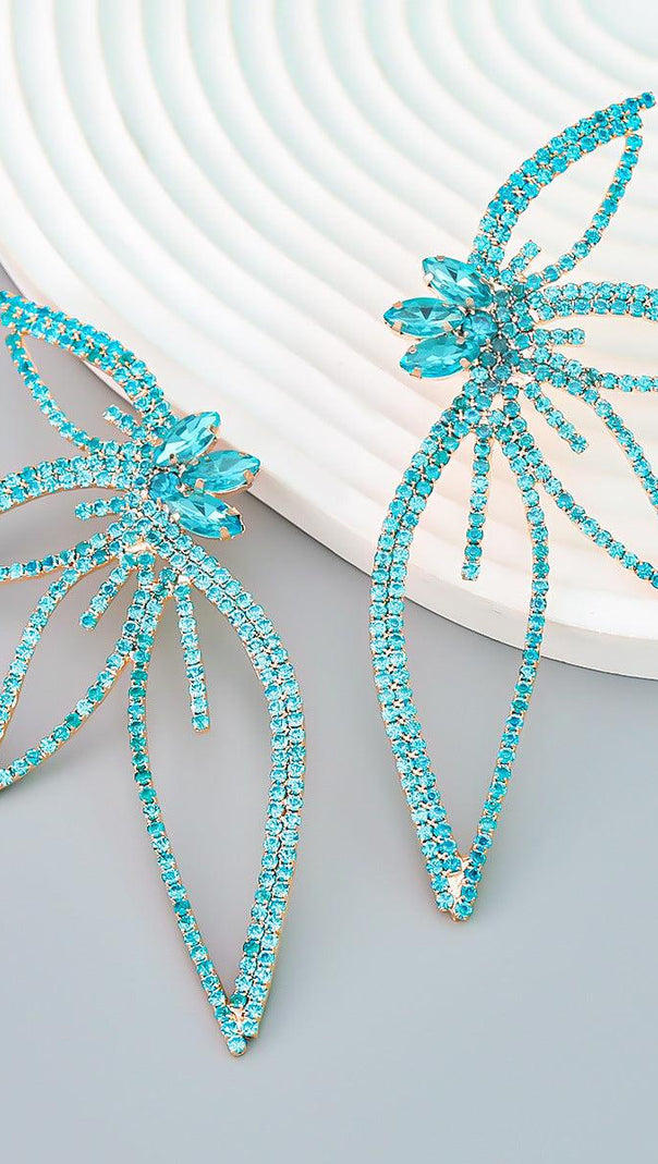 AIIZIE CRYSTAL FLOWER EARRINGS IN BLUE - product image