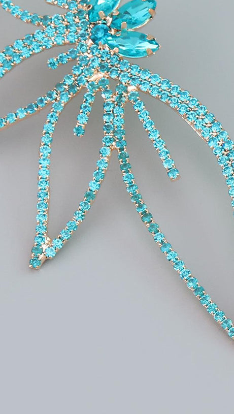 CRYSTAL FLOWER EARRINGS IN BLUE