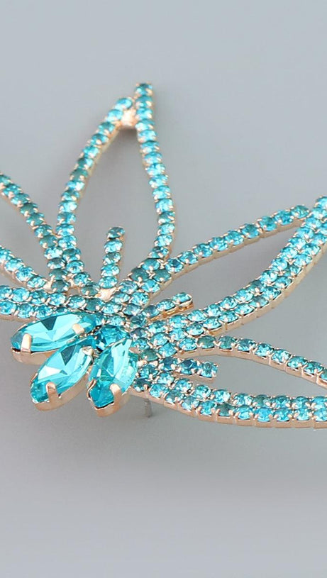 CRYSTAL FLOWER EARRINGS IN BLUE