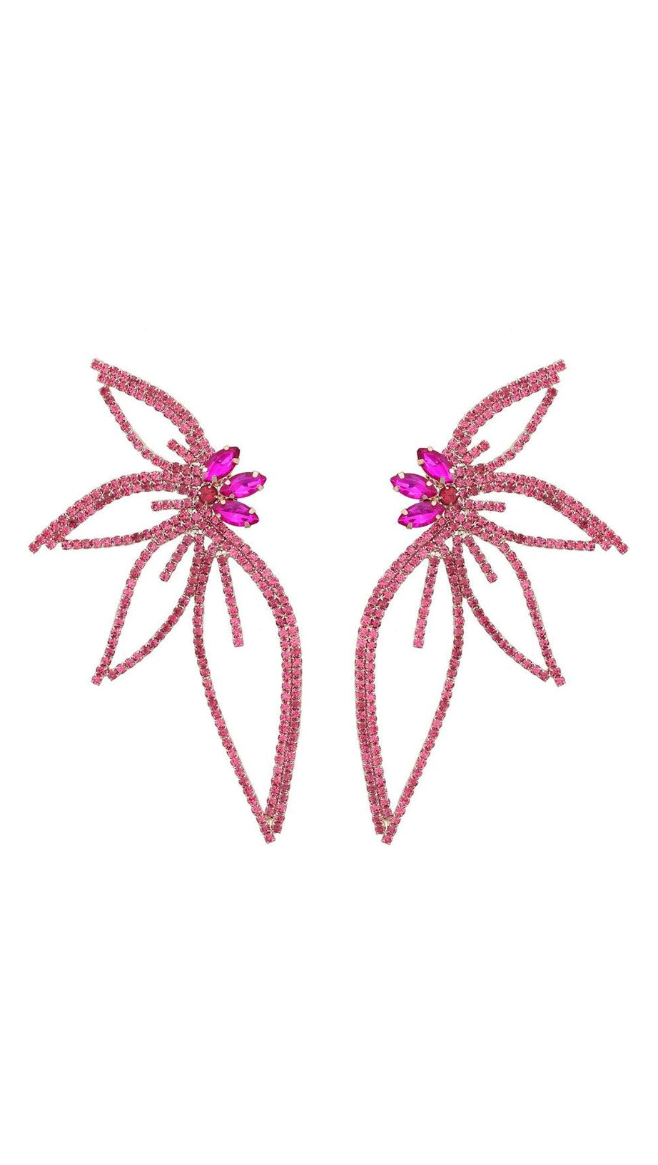 CRYSTAL FLOWER EARRINGS IN PINK