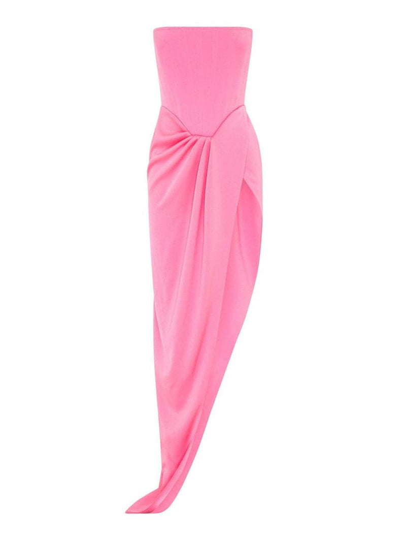 Siena Strapless Corset Split Maxi Dress In Pink