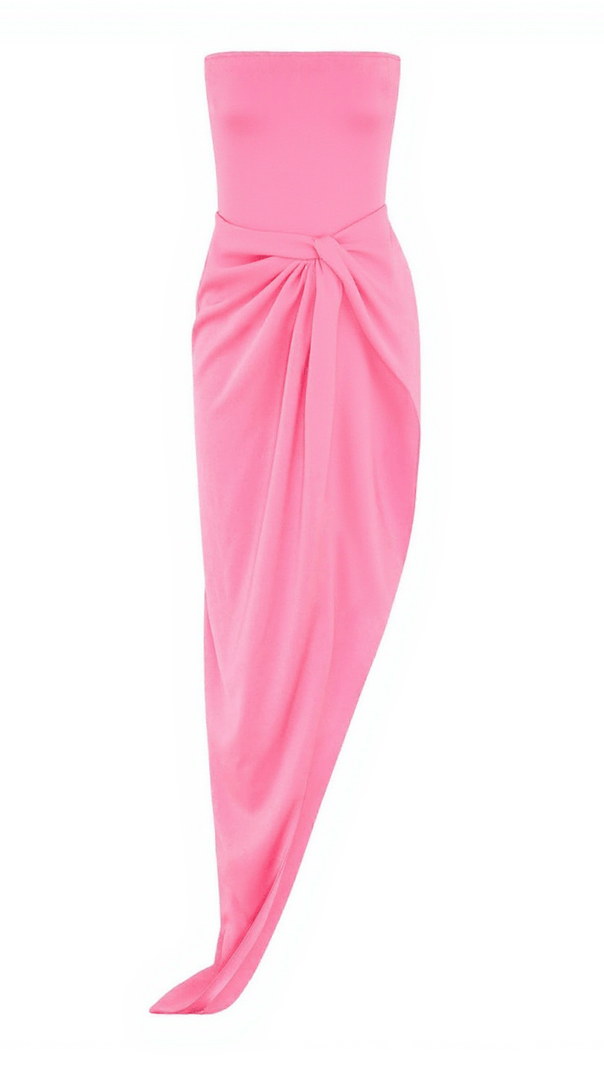 AIIZIE SIENA STRAPLESS CORSET SPLIT MAXI DRESS IN PINK - product image