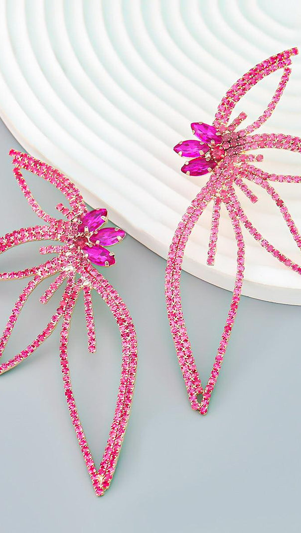 AIIZIE CRYSTAL FLOWER EARRINGS IN PINK - product image