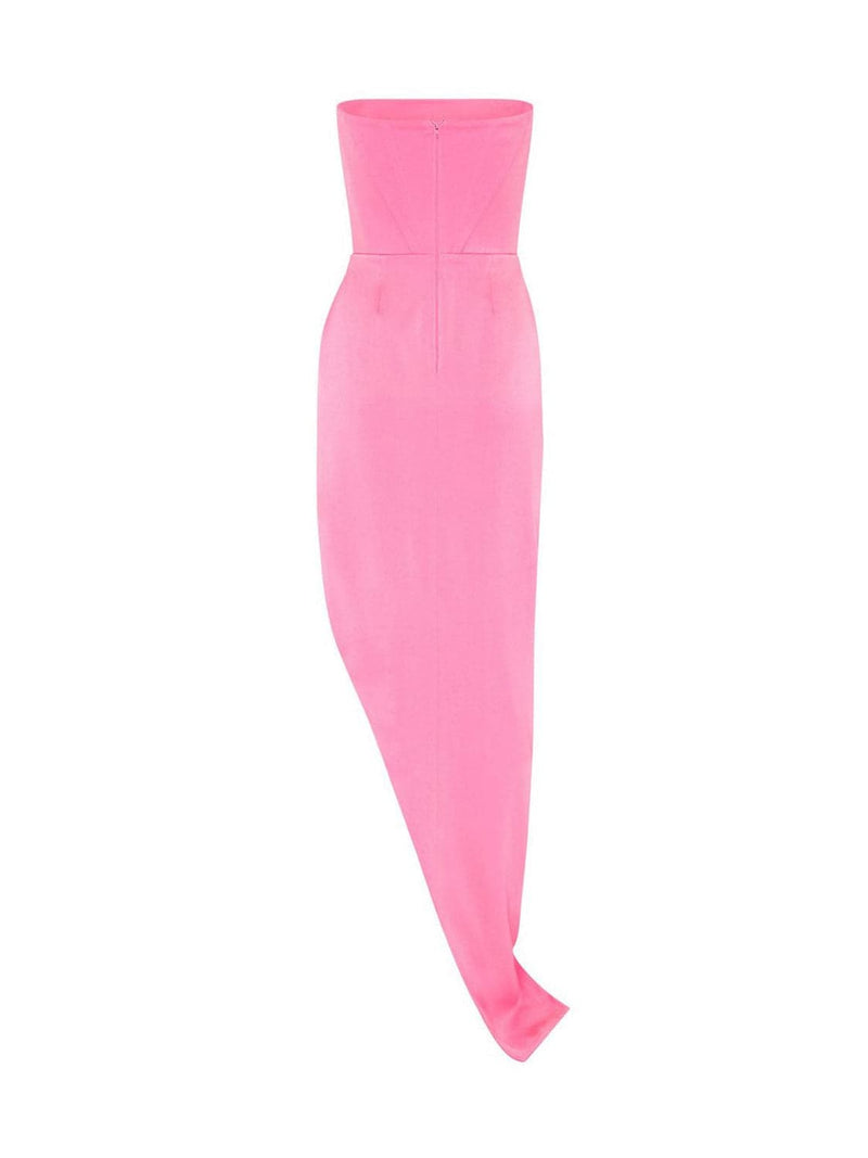 Siena Strapless Corset Split Maxi Dress In Pink