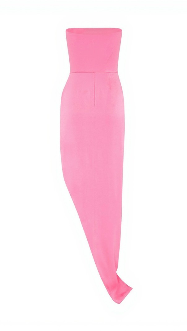 AIIZIE SIENA STRAPLESS CORSET SPLIT MAXI DRESS IN PINK - product image