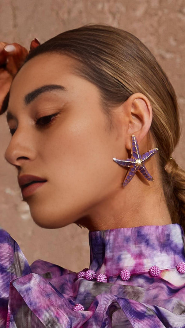 AIIZIE STARFISH EARRINGS IN PURPLE - product image